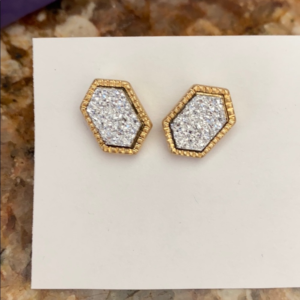 Druzy Earrings Silver and Goldtone